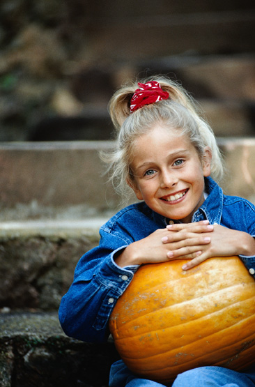 girl with pumpkin